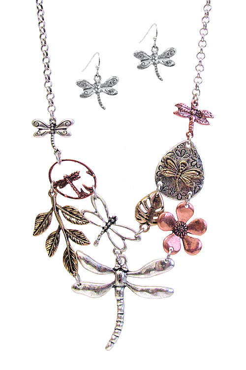 Dragonfly Themed Necklace and Earrings