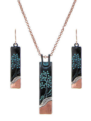 Patina Tree Necklace and Earring Set