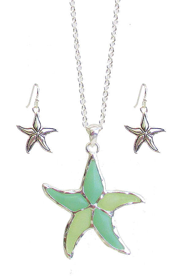 Seaglass Starfish Necklace Set