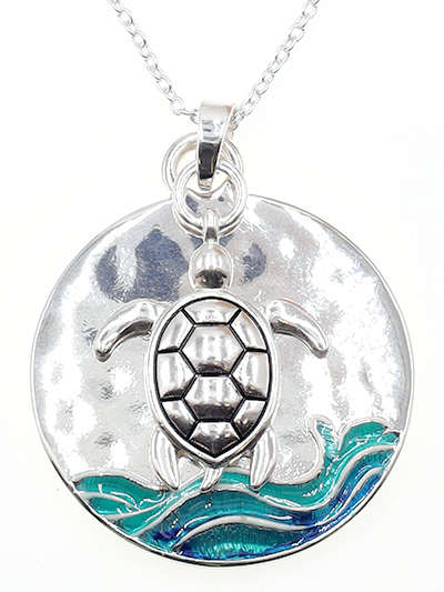 Turtle with Waves necklace and Earring Set