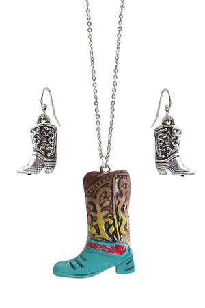 Cowboy Boot necklace and earrings