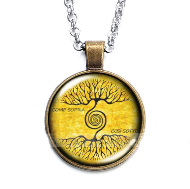 Pendant Round With Glass Lens  "As Above So Below"