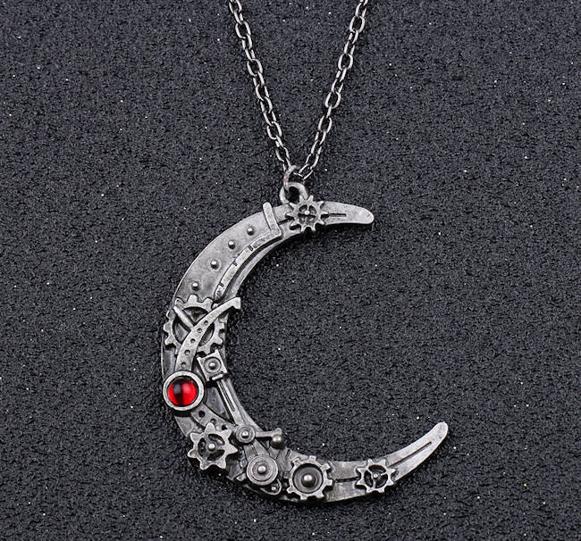Cresent Moon Necklace - Steampunk Style
