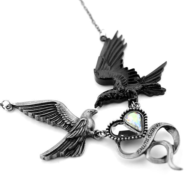 Necklace - Two Birds Of Love With Heart Pendant