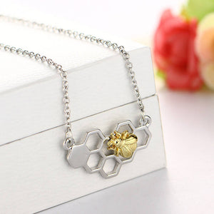 Bee on Honeycomb Necklace