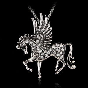 Pegasus Crystal Pendant Necklace - Flying Horse