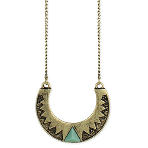 Long Necklace, Gold Half Circle Triangle Design