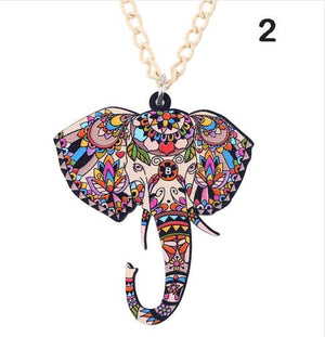 Acrylic Artsy Elephant Necklace