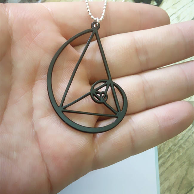 Sacred Geometry Golden Triangle Spiral - Fibonacci pendant necklace