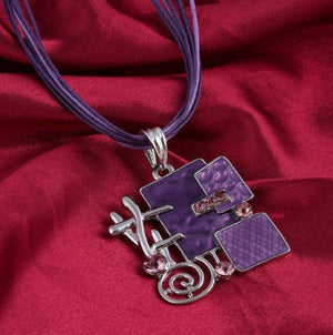 Geometric Purple Pendant Necklace