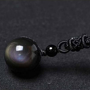 Obsidian Necklace - Double Obsidian Sphere's on Adjustable Cord