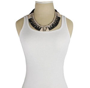 Beaded Bib Necklace with Triangle Design
