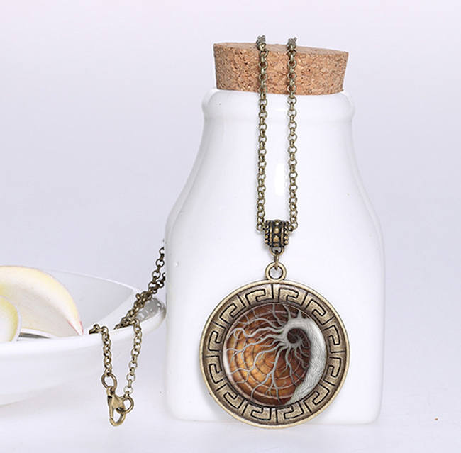 Spiral Tree Shield Type Vintage Necklace