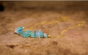 Necklace With Raw Aquamarine Chips