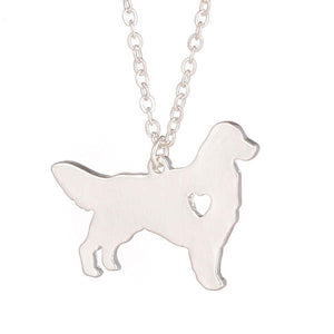 Golden Retriever with cut out Heart Pendant Necklace