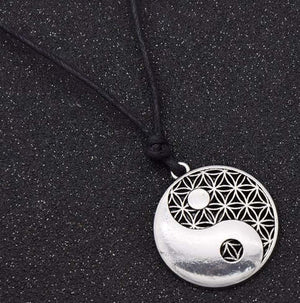 Yin Yang on Flower of Life Necklace