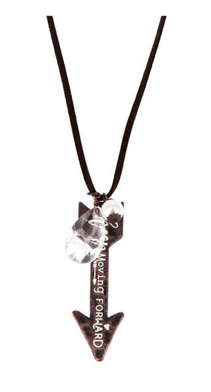 "Keep on Moving Forward" Arrow on Long Necklace