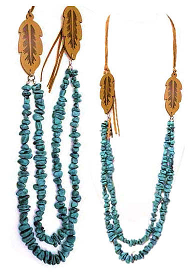 Turquoise Chip Stone Long Necklace