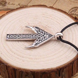 Raven Arrow Pendant Necklace with Celtic Knots