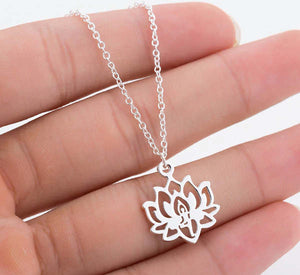 Yoga Lotus Flower Stainless Steel Necklace
