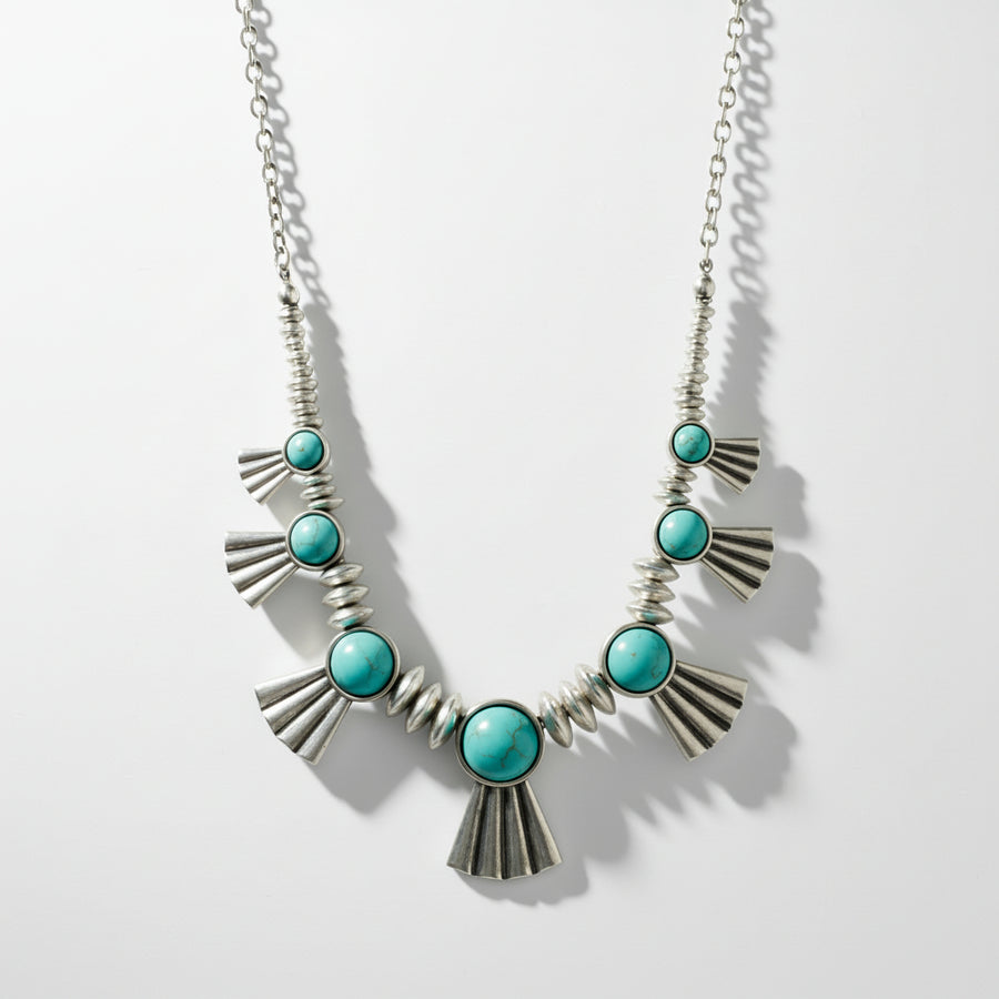 Silver & Turquoise Southwest Style Bib Necklace
