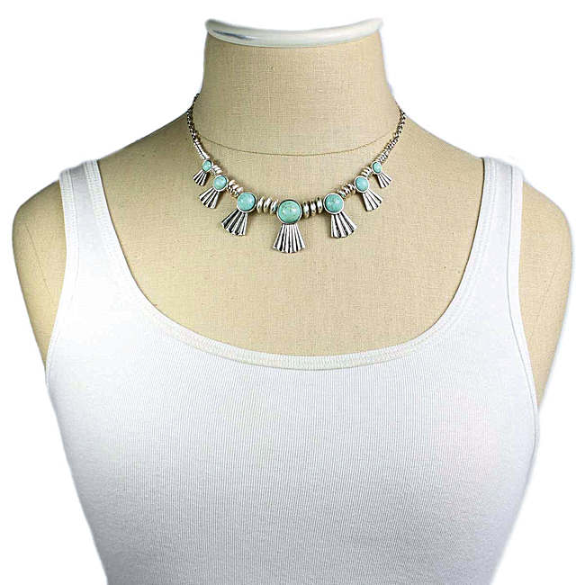 Silver & Turquoise Southwest Style Bib Necklace