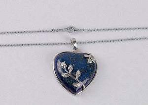 lapis heart necklace with flower accent