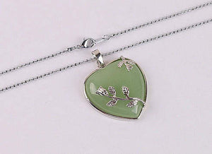 aventurine heart necklace with flower accent