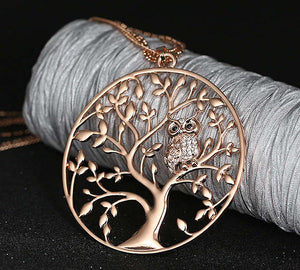 Tree of Life Owl Long Necklace