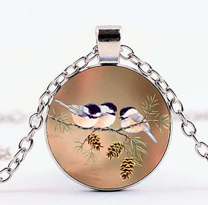 Chickadee with Pinecone Necklace