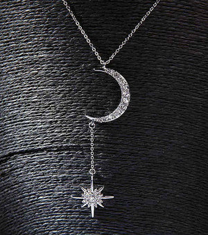 Star and Moon Asymmetrical Necklace