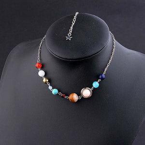 Necklace with Natural Stone Planets