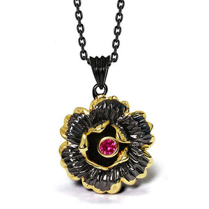 Gothic Black Gold Flower Necklace