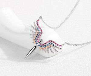 Opened-wing angel necklace