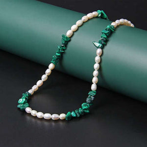 Malachite and Fresh Water Pearl Necklace