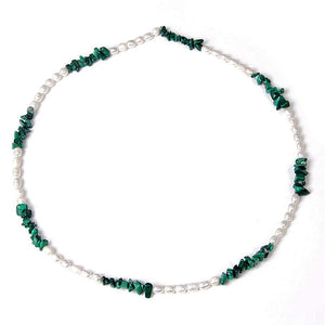 Fresh Water Pearls with Malachite Necklace