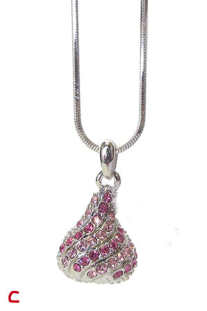 Pink Crystal Chocolate Kiss Necklace