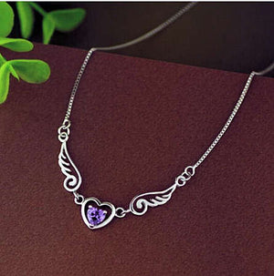 Angel Wing With Heart Necklace