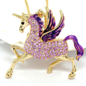 Purple Enamel Pegasus Unicorn Necklace