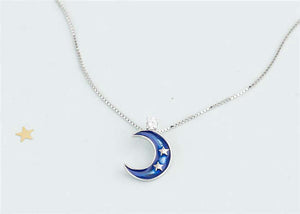 Blue Moon with stars Necklace