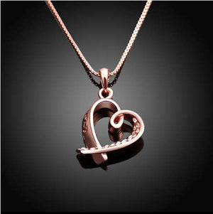 rose gold plated heart necklace