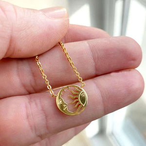 Delicate Moon and Sun Necklace