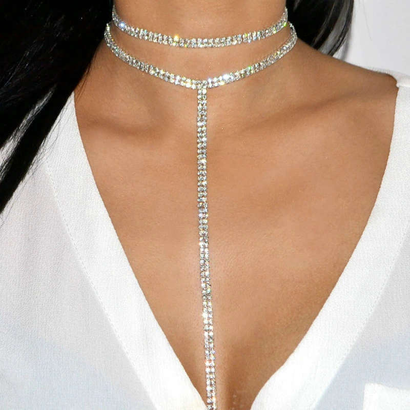 Rhinestone sexy dangle necklace