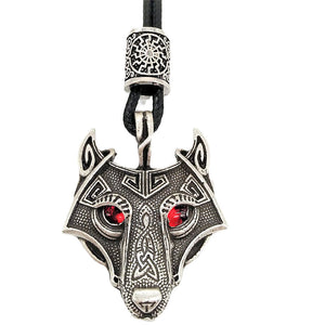 Wolf Head Red Compass Silver 