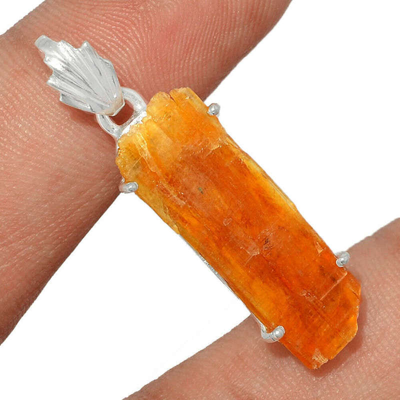 Rough Orange Kyanite Pendant