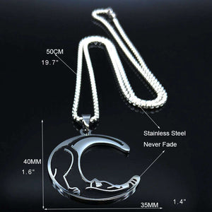 stainless steel cat necklace
