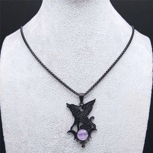 Black Stainless Steel Wolf Necklace