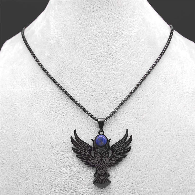 Black steel Owl Necklace