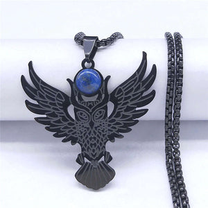 Black steel Owl Necklace