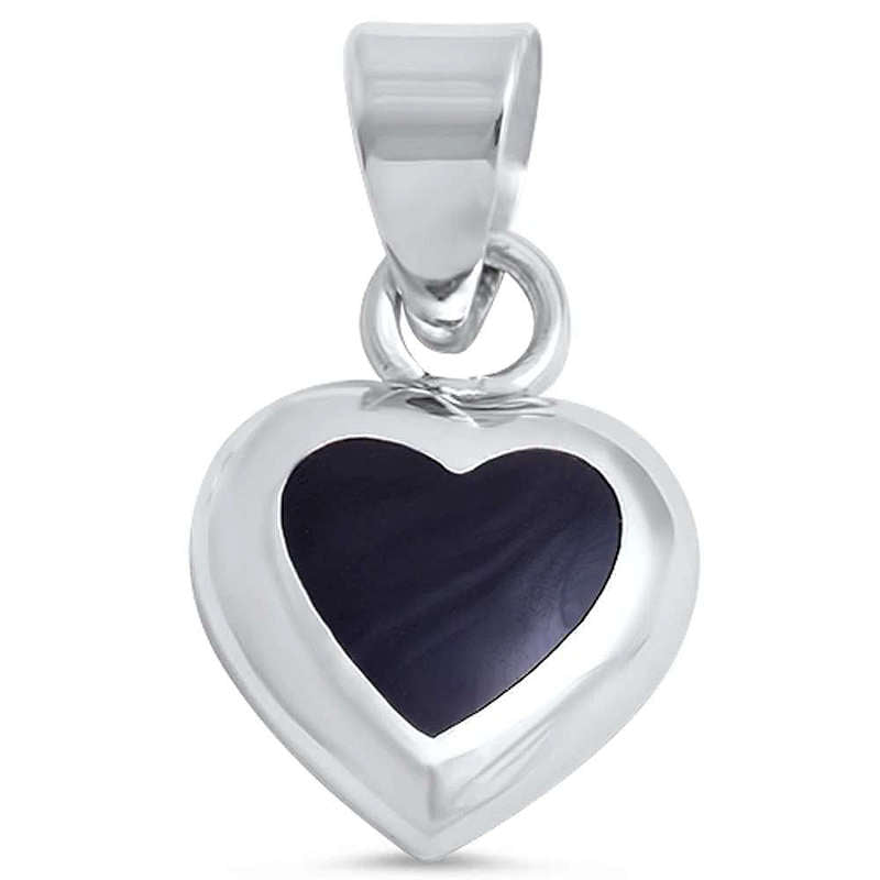 Onyx Sterling Silver Heart Pendant